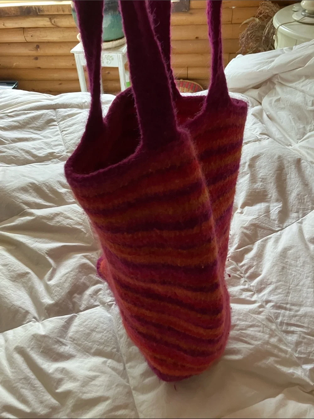 Felted Wool bag for beach or market or overnights huge 19” hand made wool